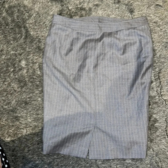 Brooks Brothers Grey striped 💯 percent wool midi skirt Sz S - Picture 7 of 9